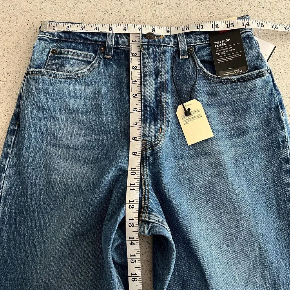 Levi's Premium 70s High Flare Distressed Jeans Blue 29